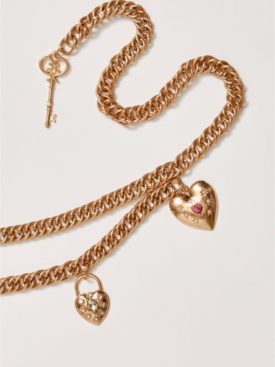 Free People Accessories - Free People Gold Tone Heart & Key Charm Chain Belt